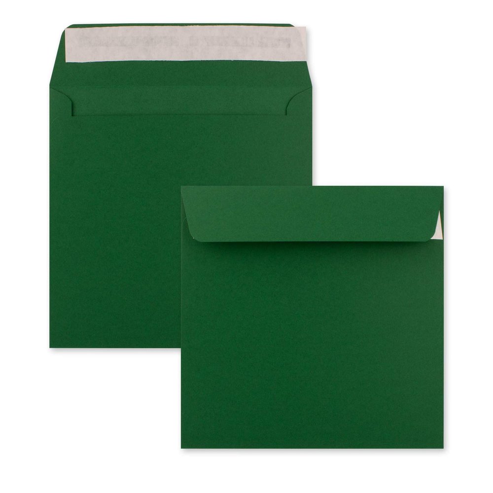 700 Dark Green Square Envelopes, 15.5 x 15.5 cm, Self-Adhesive, Matte Finish