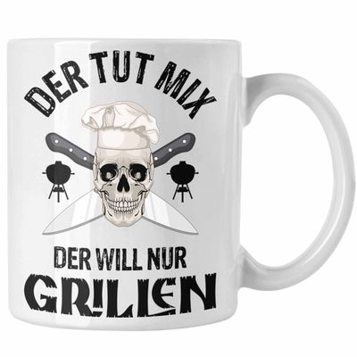 Trendation Grill Mug Gift for Men, Steak Lovers and Dad, BBQ (White)