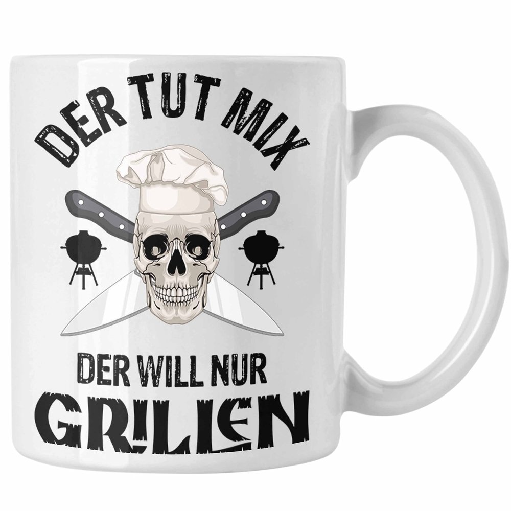 Trendation Grill Mug Gift for Men, Steak Lovers and Dad, BBQ (White)