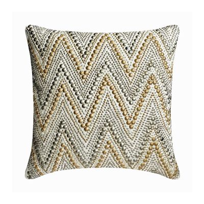 The HomeCentric Chevron Spark Decorative Pillow Cover, Ivory, Gold & Silver, 65 x 65 cm