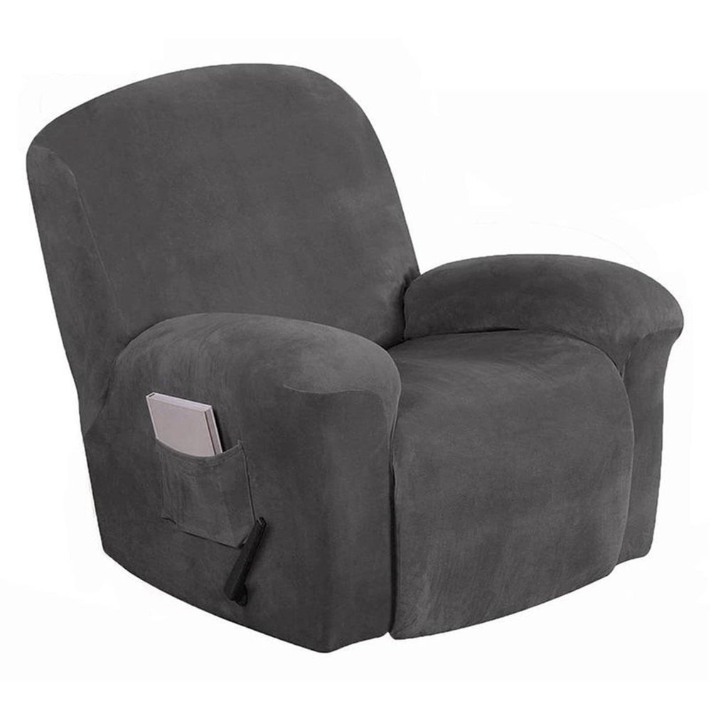 Konsilsa 4-Piece Velvet Stretch Recliner Slipcover