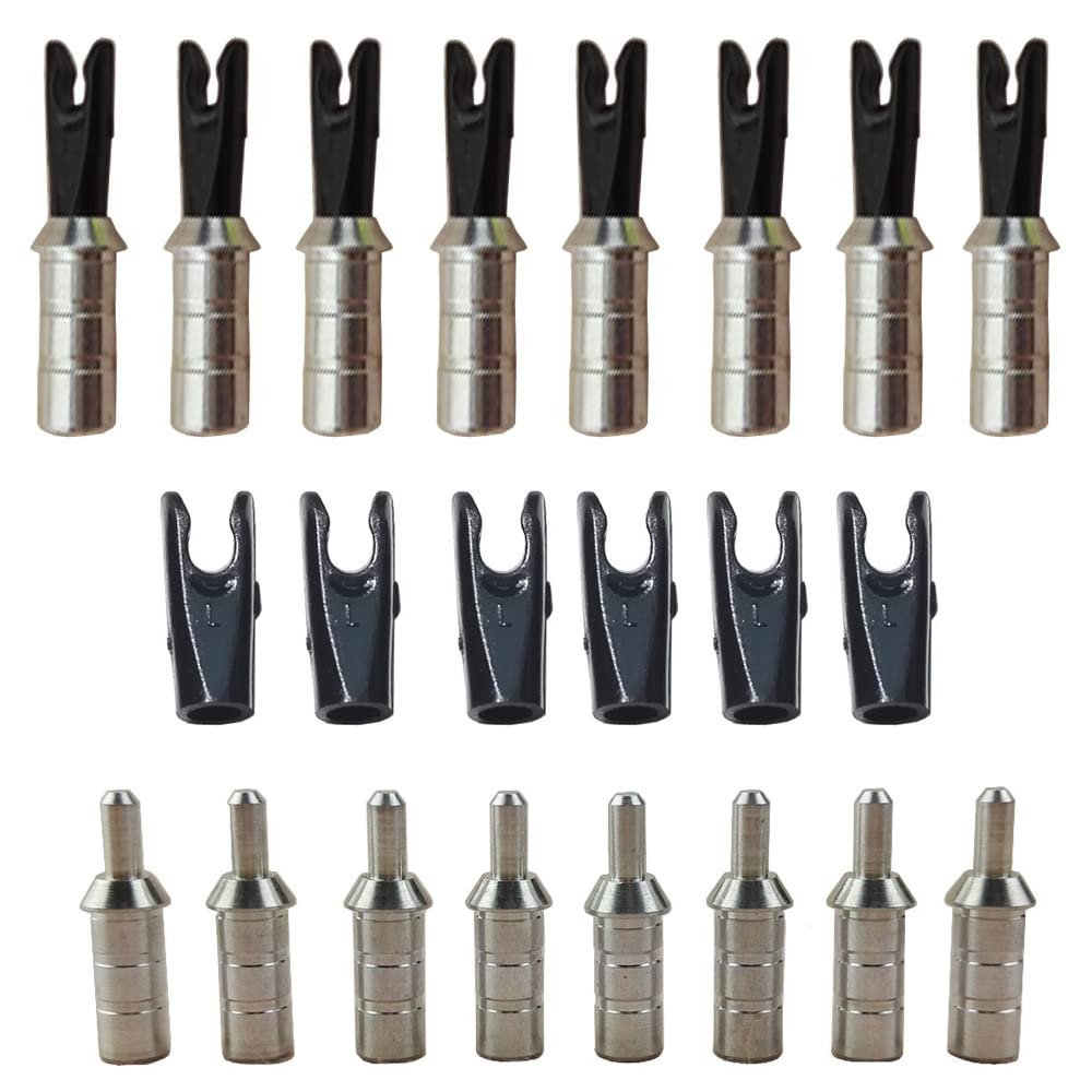 AMEYXGS 50 Arrow Nocks with Aluminum Pins, Black L, for 4.2 mm ID Shafts