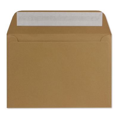 75 DIN C6 Kraft Paper Brown Envelopes, 11.4 x 16.2 cm, 90 gsm, Peel-and-Seal