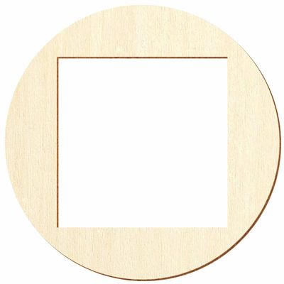 Wooden Circle with Square Cutout – Craft Decor, 3–50 cm