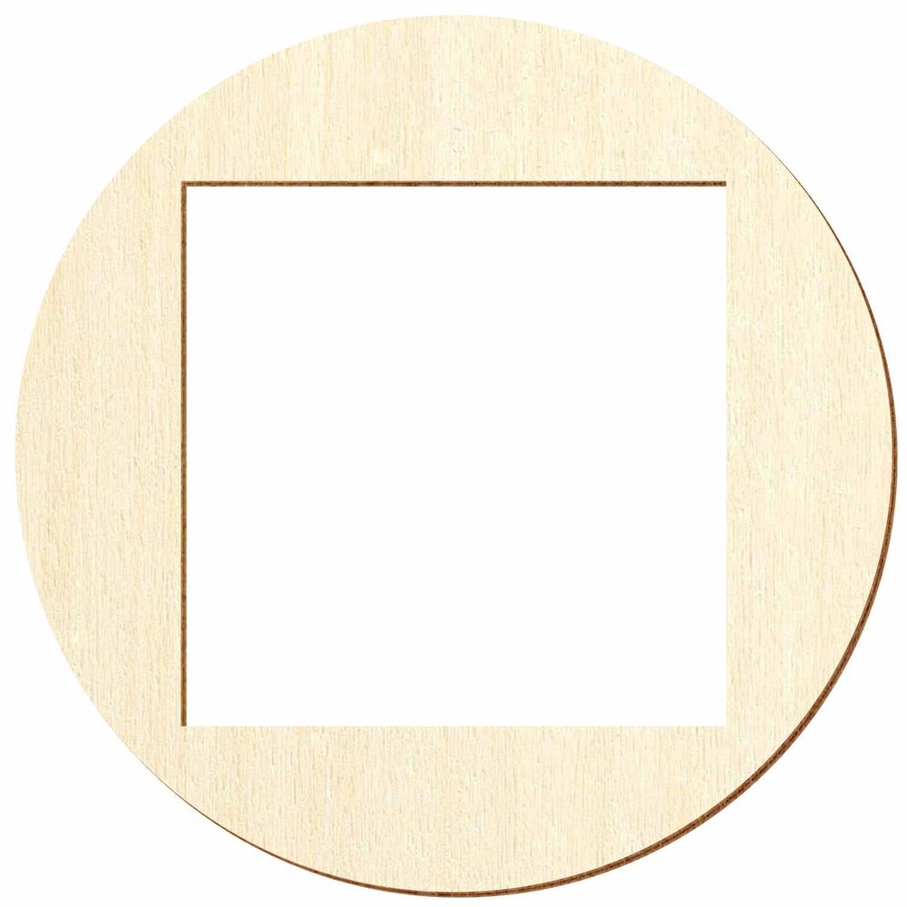 Wooden Circle with Square Cutout – Craft Decor, 3–50 cm