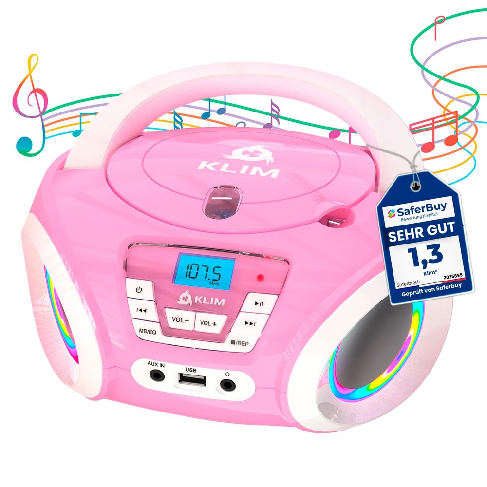Candy Kids Boombox CD Player for Kids with FM Radio and Speakers