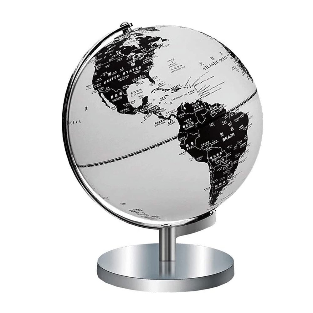 POCHY Educational Globe, Metallic Black and White, Chinese and English
