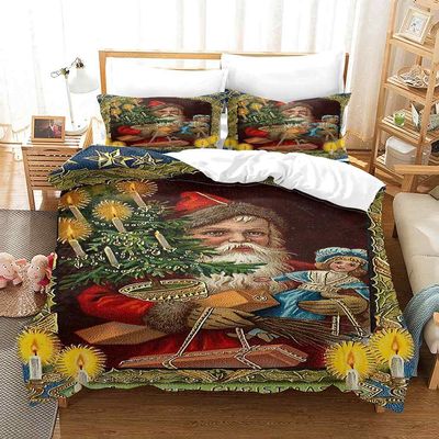 SNDTXE 3-Piece Microfiber Bedding Set, 200 x 200 cm, Christmas Candle Design