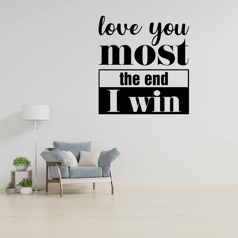 Vinyl Wall Decal “Love You Most, The End, I Win Nspired Motivated Positive Focused,” Wall Tattoo for Bedroom or Living Room, Inspirational, 55.9 cm