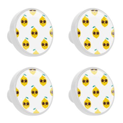 4-Pack Round Cabinet Knobs, Cool Lemon with Sunglasses