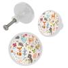 4-Piece Round Crystal Glass Cabinet Knob Set with Screws, Animal and Plant Designs view 2