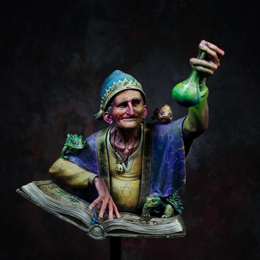 LIANGFANG 1/10 Ancient Man Warrior with Book Bust Resin Model Kit, Unassembled and Unpainted