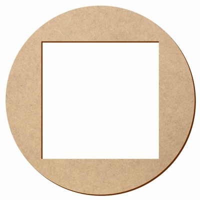 MDF Wood Circle with Square Cutout, 3–50 cm