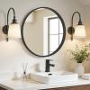 WallBeyond Black Round Wood Wall Mirror, 61 cm view 2