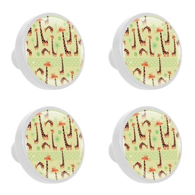 4-Piece Kitchen Cabinet Knobs, Round Decorative Giraffe Knobs with Screws