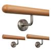TIBU 35 mm Beech Wood Handrail, 50 cm, with 2 Brackets and Milled Hemispherical Ends view 1
