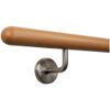 TIBU 35 mm Beech Wood Handrail, 50 cm, with 2 Brackets and Milled Hemispherical Ends view 2