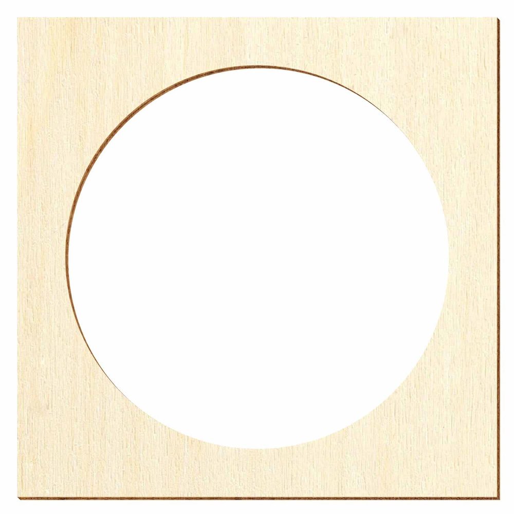 Wooden Square with Circular Cutout - Decorative Crafting, 3–50 cm