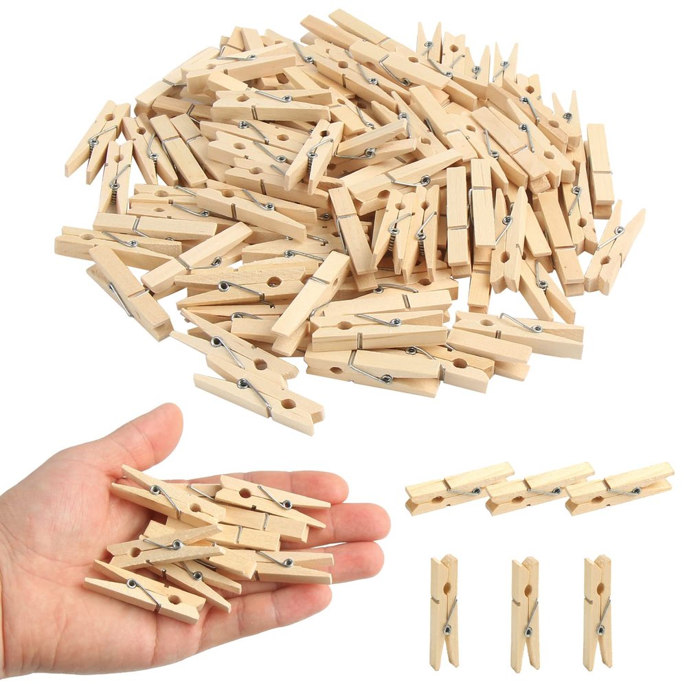 KIMOBER 4.5 cm Large Wooden Clothespins, 100-Pack