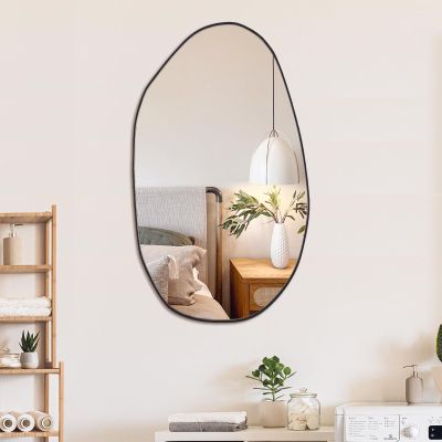 BOMINICA Asymmetrical Frameless Wall Mirror, Irregular Accent Mirror, 49.5 x 85.1 cm