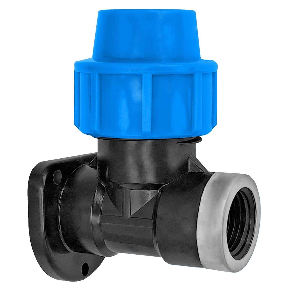 MegaHaustechnik PP Compression Fitting Wall Elbow, 25 mm x 3/4 in. Female Thread
