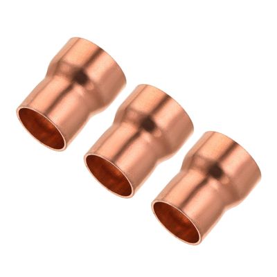 sourcing map 3-Piece Copper Reducer Coupling Fitting