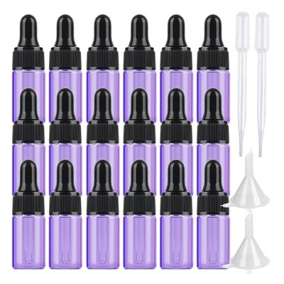 100-Pack 3 mL Empty Purple Glass Dropper Bottles with Pipettes