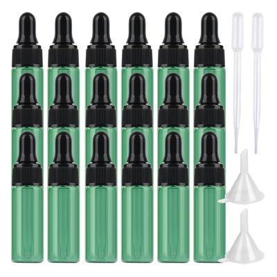 ZEOABSY 50-Pack 5 mL Mini Green Glass Dropper Bottles with Pipettes