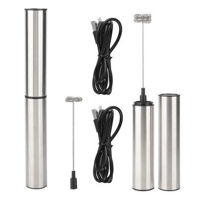 Electric Milk Frother, 2-Pack, USB Rechargeable Handheld Espresso Whisk with Protective Cover