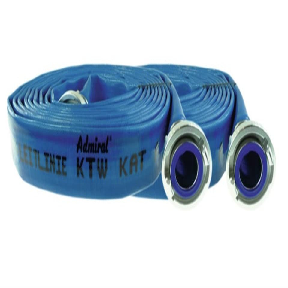 Blue drinking water hose with brass Storz coupling, DVGW KTW, C52-5 m