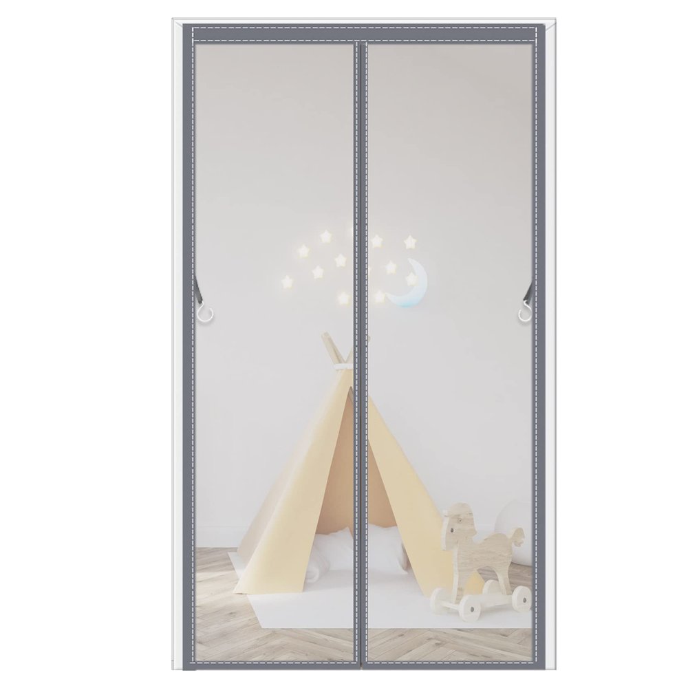 FANGJIE Magnetic Fly Screen Door Curtain, 145 x 265 cm (57 x 104 in), Gray