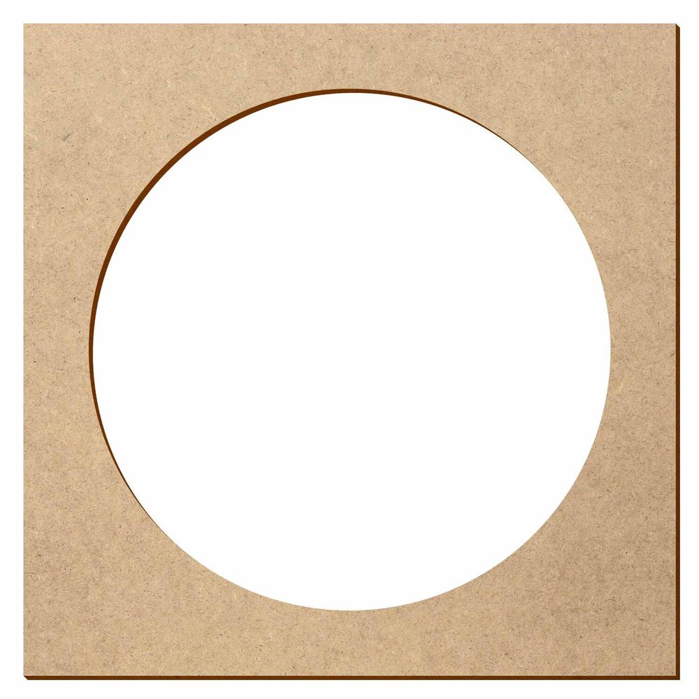 MDF Wood Square with Circular Cutout for Crafts and Décor, 3–50 cm