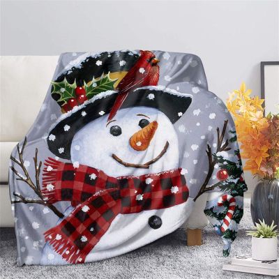 SEANATIVE Warm Flannel Blanket for Winter, Home, Office, Dorm, Decorative Christmas Snowman Printed Cozy Blanket for Sofa, Couch, Living Room, XXL