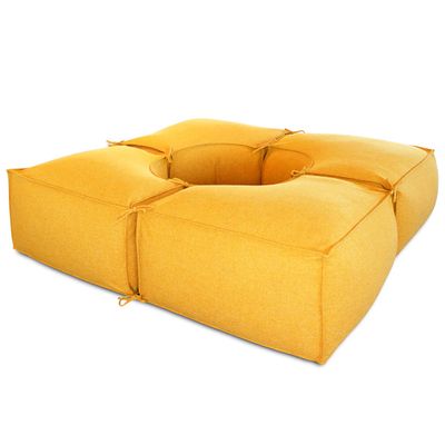 DESHOME Light Pouf Indoor Bean Bag Sofa, 200 x 200 cm, 4-Piece Set, Sunny Yellow
