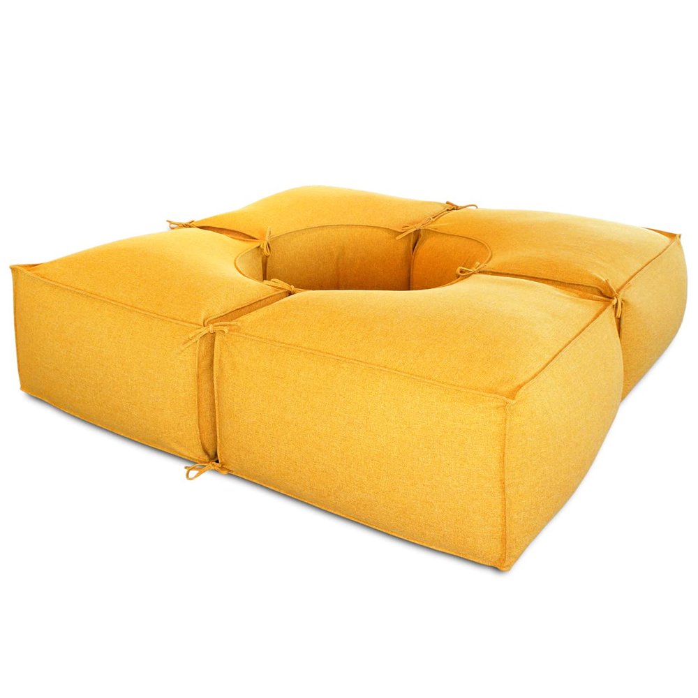 DESHOME Light Pouf Indoor Bean Bag Sofa, 200 x 200 cm, 4-Piece Set, Sunny Yellow