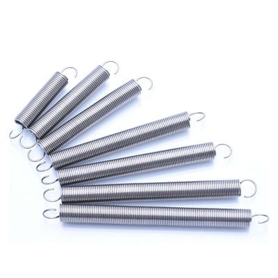 10-Piece 304 Stainless Steel Extension Springs with Hooks, 0.4 mm Wire, 4 mm OD, 15–50 mm Length