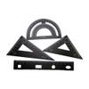 Set of 4 Mathematical Rulers, Geometry Tools, Lightweight Aluminum Alloy Rulers, Includes Straight Ruler, Triangle Ruler and Protractor, Black view 1