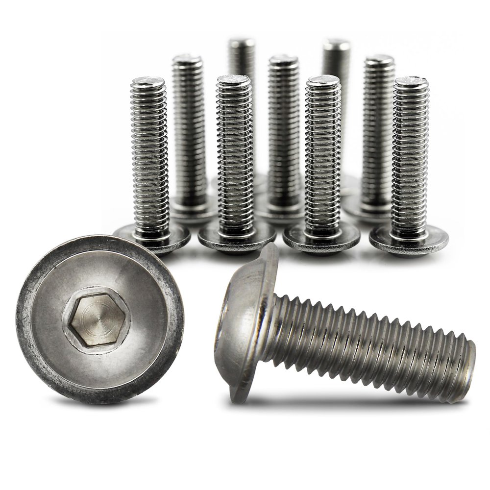PROTECH 5-Piece M10 x 60 Stainless Steel A2 Flanged Button Head Socket Screws, ISO 7380