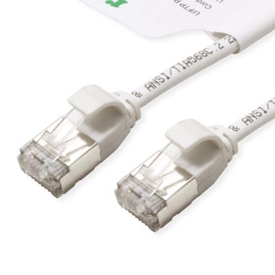 ROLINE GREEN U/FTP Cat. 6A (Class EA) LSOH Slim Patch Cable, White, 0.5 m