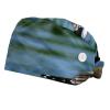RIEODKFMHD 2-Pack Blue-White Christmas Snowflake Seasonal Surgical Caps with Buttons for Long Hair, Multicolor 03, M/L view 1