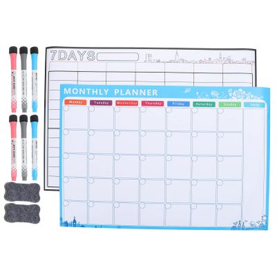 UKCOCO 2-Piece Magnetic Weekly and Monthly Planner Set