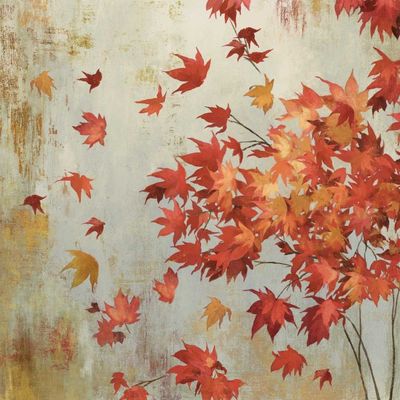 Feeling at Home Fine Art Print on 220 gsm Matte Paper, Crimson Foliage Asia Landscape, 96 × 96 cm