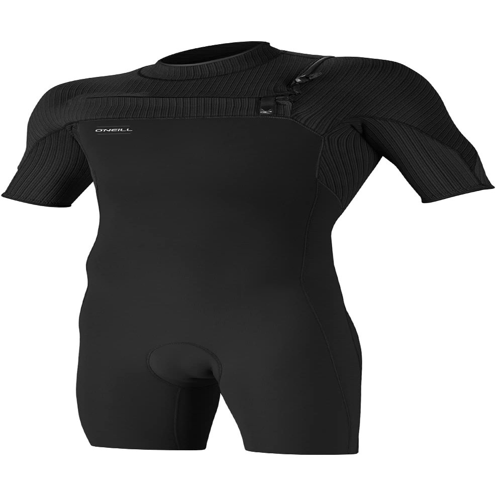 O'Neill Hyperfreak 2mm Chest-Zip Short-Sleeve Spring Wetsuit, BLK/BLK, L