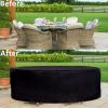 QIAOH Round Patio Furniture Cover 140 x 100 cm, 420D Oxford Fabric Cover for Round Garden Tables view 4