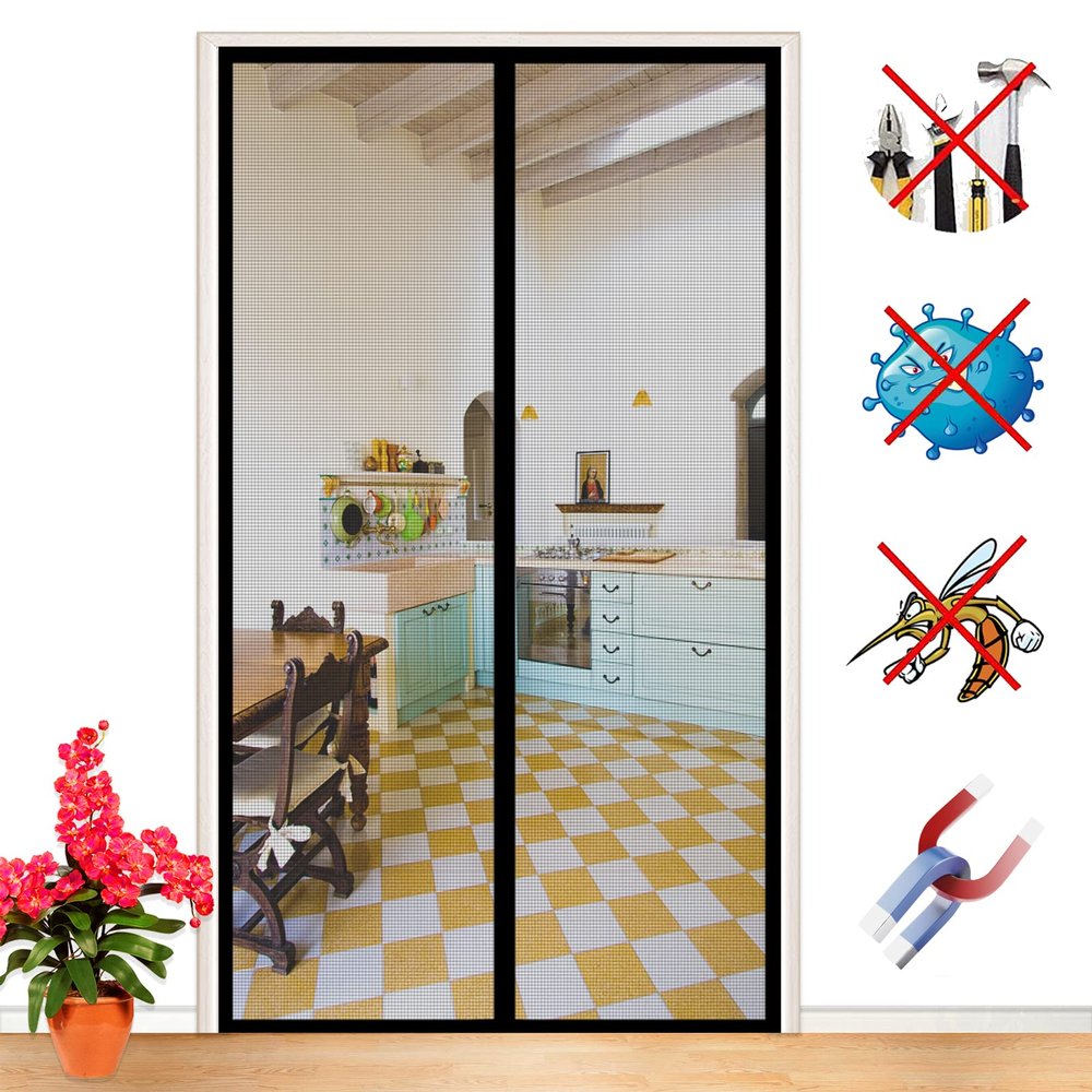 Magnetic Fly Screen Door Curtain, Black, 95 x 215 cm