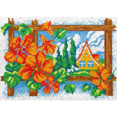 YWQJL Latch Hook Rug Kit, Flower Fence, DIY Craft, 31.5 x 45.3 in