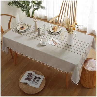 Cotton-Linen Tablecloth 115 x 120 cm with Tassel Trim