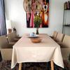Stain-Resistant Pure Linen Tablecloth – Beige, Oval, 6 x 180 view 1