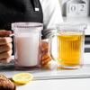 Pink Ribbed Transparent Coffee Cup with Glass Lid, 325 ml view 2