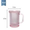 Pink Ribbed Transparent Coffee Cup with Glass Lid, 325 ml view 4